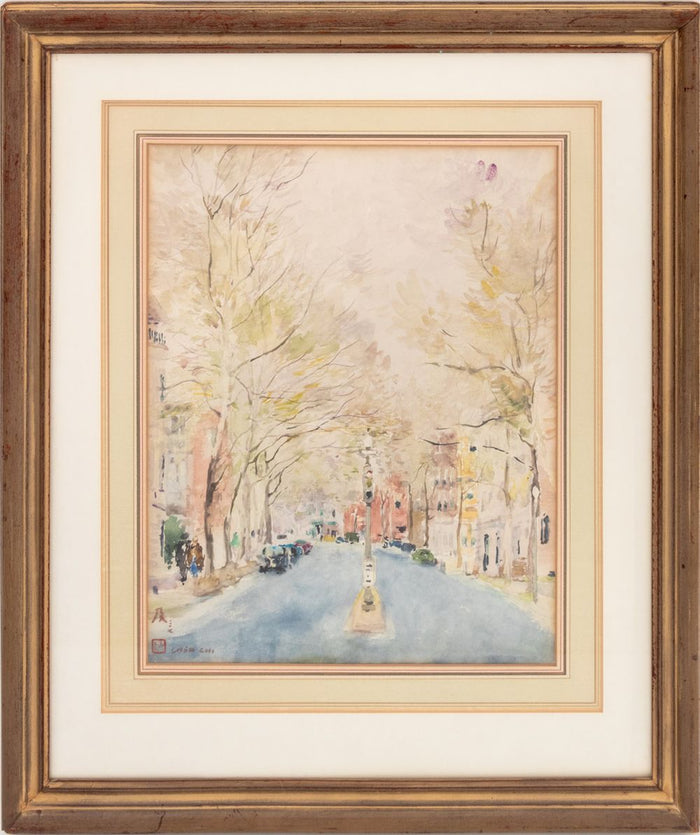 Chen Chi New York Street Scene Watercolor on Paper