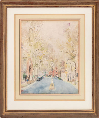Chen Chi New York Street Scene Watercolor on Paper
