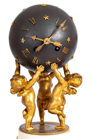 Louis XVI Style Bronze and Marble Clock Set, 3 (9735633240371)