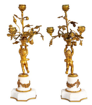Louis XVI Style Bronze and Marble Clock Set, 3 (9735633240371)