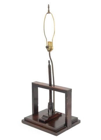 Antique Mahogany Book Press Mounted as a Lamp