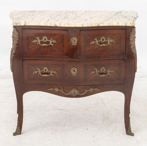 Louis XVI Style Pink Marble Top Bombe Commode, 2 (9816420319539)