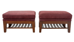 Burgundy Suede Covered Ottomans, Pair (9671775682867)