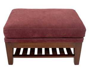 Burgundy Suede Covered Ottomans, Pair (9671775682867)
