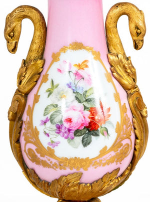 Sevres Pink Ground Porcelain Lamps, Pair (9804773097779)