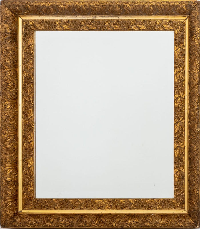 Morning Glory Motif Giltwood Beveled Glass Mirror