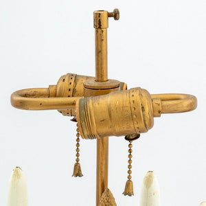 French Gilt Brass and White Marble Lamps, Pair (9804777324851)