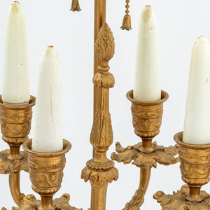 French Gilt Brass and White Marble Lamps, Pair (9804777324851)