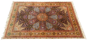 Iran Tabriz Wool and Silk Carpet, 12' 2" x 8' 2.5"