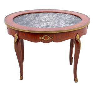 Louis XV Style Kingwood and Marble Oval Low Table (9707280728371)