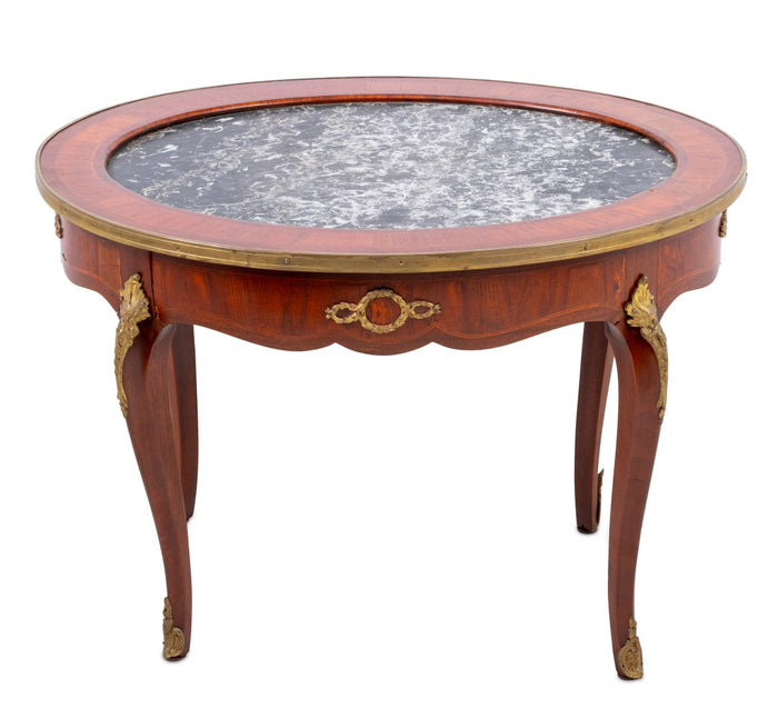 Louis XV Style Kingwood and Marble Oval Low Table