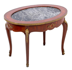 Louis XV Style Kingwood and Marble Oval Low Table (9707280728371)
