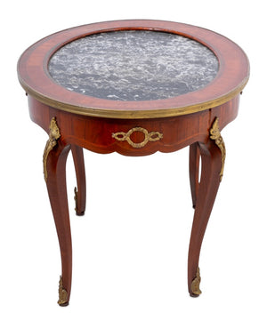 Louis XV Style Kingwood and Marble Oval Low Table (9707280728371)