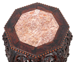 Chinese Hardwood and Marble Pedestal Table (9769927147827)
