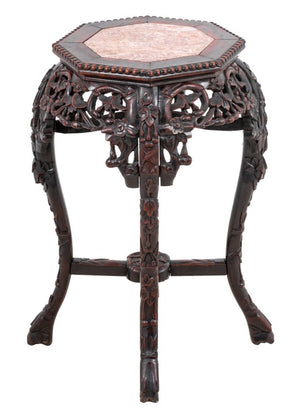 Chinese Hardwood and Marble Pedestal Table (9769927147827)