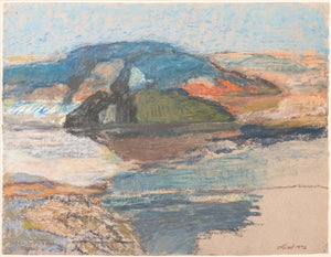 David Lund Abstract Coastal Landscape Pastel, 1972 (9808367911219)
