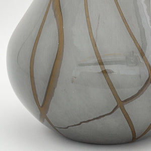 Modern Gray Glass Tear Drop Vases as Lamps, Pair (9842657034547)