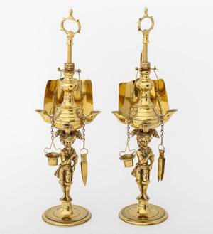 Italian Brass Lucerne Oil Lamps, Pair (9842662342963)