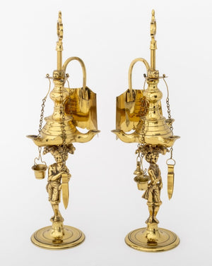 Italian Brass Lucerne Oil Lamps, Pair (9842662342963)