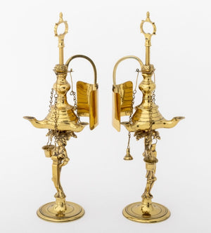 Italian Brass Lucerne Oil Lamps, Pair (9842662342963)