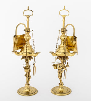 Italian Brass Lucerne Oil Lamps, Pair (9842662342963)