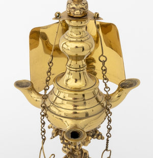 Italian Brass Lucerne Oil Lamps, Pair (9842662342963)