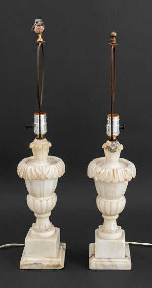 Neoclassical Style White Carrara Marble Lamps, 2 (9855975096627)