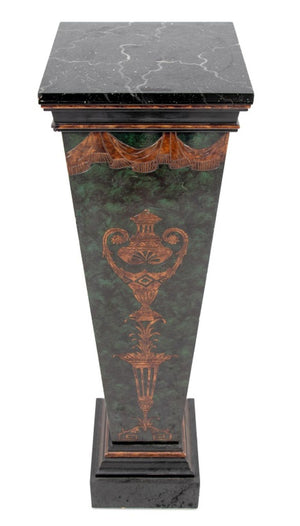 Neoclassical Green Faux Marble Painted Pedestal (9808389472563)