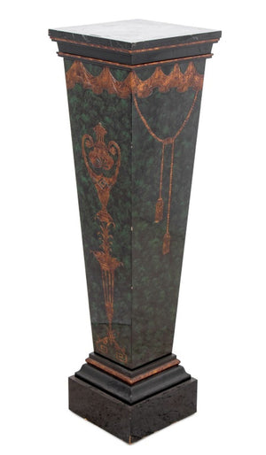 Neoclassical Green Faux Marble Painted Pedestal (9808389472563)