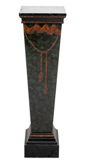Neoclassical Green Faux Marble Painted Pedestal (9808389472563)