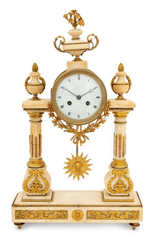 Louis XVI Style Marble Portico Mantel Clock