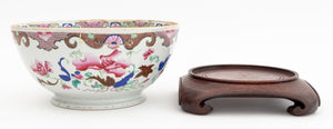 Chinese Famille Rose Porcelain Punch Bowl on Stand (9842668962099)