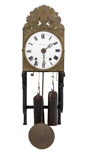 French Comtoise Iron and Brass Clock (9894475071795)