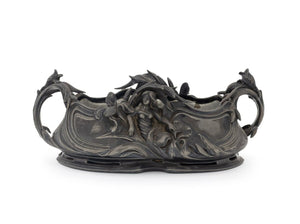 Art Nouveau Fairy Amongst Lilies Pewter Jardiniere
