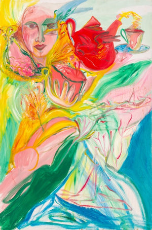 Eva Bouzard-Hui "Lady with Tea Pot" Oil on Canvas (9742264664371)