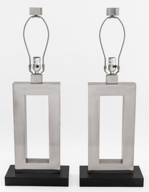 Robert Abbey "Doughnut" Style Chrome Lamps, Pair (9790433558835)