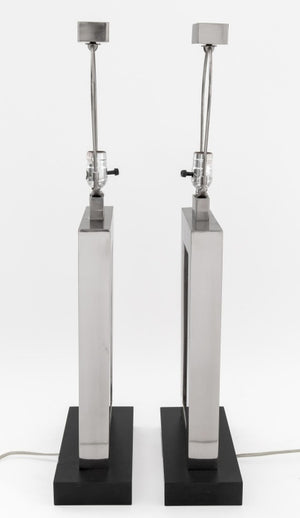 Robert Abbey "Doughnut" Style Chrome Lamps, Pair (9790433558835)
