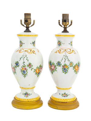 Italian Porcelain Baluster Form Lamps