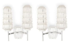 French Mid-Century Modern Glass Sconces, Pair (9736798470451)