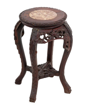 Chinese Marble Inset Rosewood Pedestal Table (9856005505331)