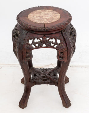 Chinese Marble Inset Rosewood Pedestal Table (9856005505331)