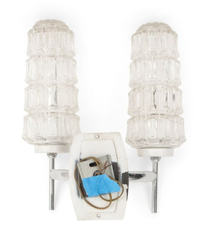 French Mid-Century Modern Glass Sconces, Pair (9736798470451)