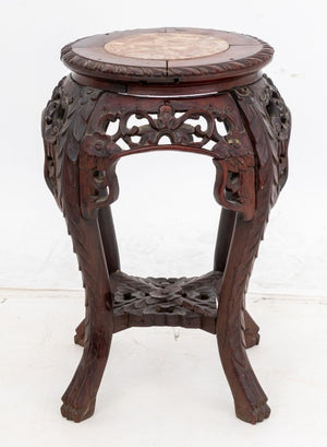 Chinese Marble Inset Rosewood Pedestal Table (9856005505331)