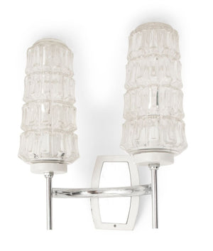 French Mid-Century Modern Glass Sconces, Pair (9736798470451)