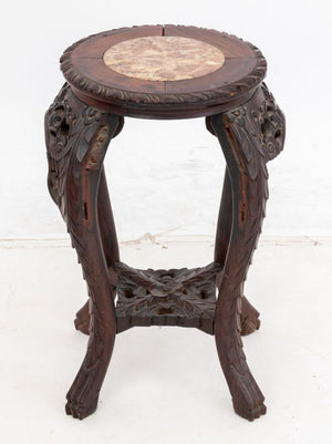 Chinese Marble Inset Rosewood Pedestal Table (9856005505331)