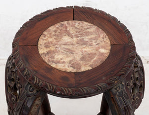 Chinese Marble Inset Rosewood Pedestal Table (9856005505331)