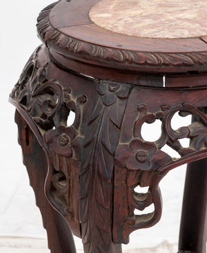 Chinese Marble Inset Rosewood Pedestal Table (9856005505331)