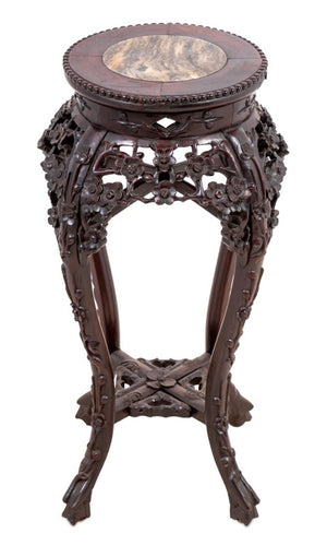 Chinese Hardwood and Marble Pedestal Table (9856005964083)