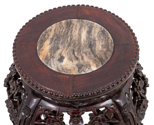 Chinese Hardwood and Marble Pedestal Table (9856005964083)