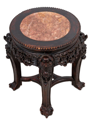 Chinese Hardwood and Marble Low Pedestal Table (9856009109811)